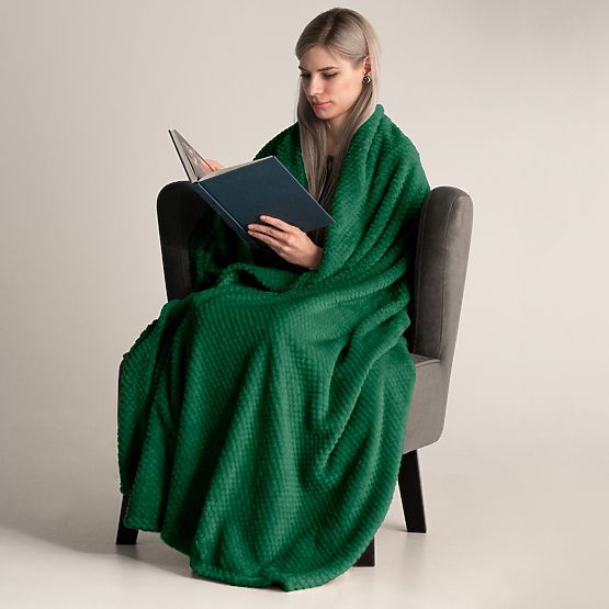 Couvre-lit HENRY couleur vert bouteille jacquard gaufré style moderne 220x240