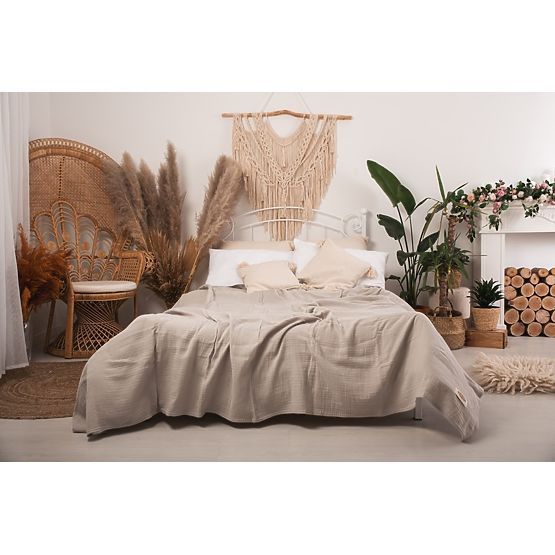 Couvre-lit mousseline 210x240 beige clair