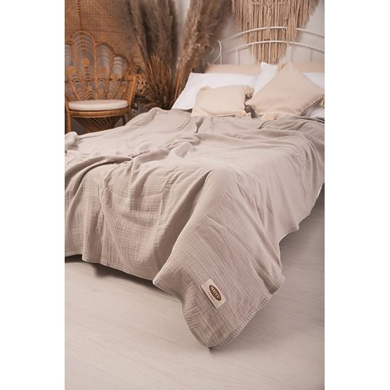 Couvre-lit mousseline 210x240 beige clair