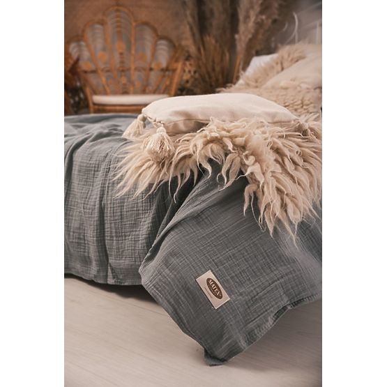 Couvre-lit mousseline 210x240 gris foncé