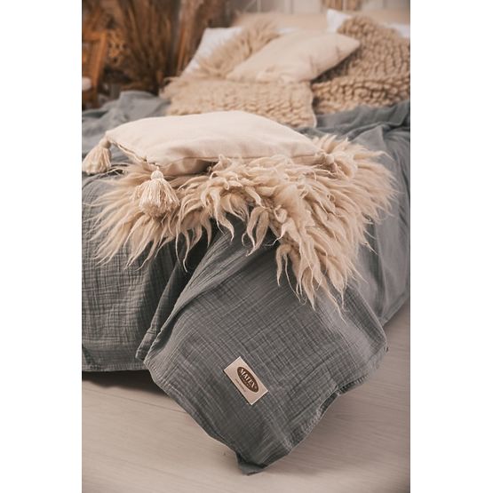 Couvre-lit mousseline 210x240 gris foncé