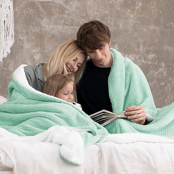 Couvre-lit SHLEEPY couleur menthe jacquard pressé style classique 220x240