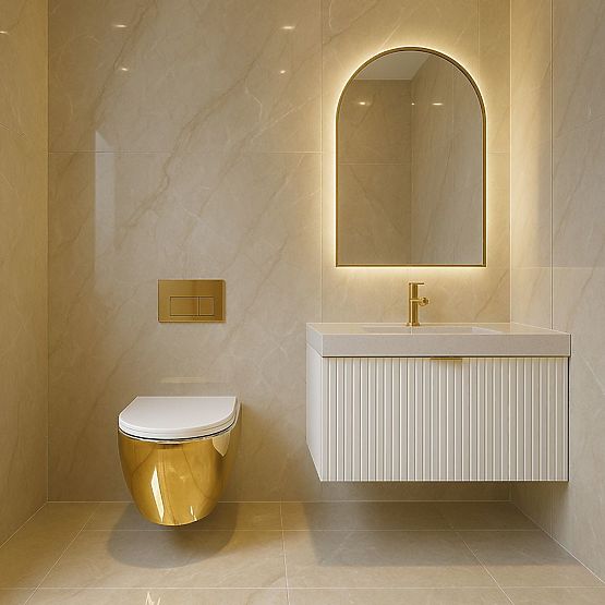 Cuvette WC suspendue Rea Carlo Mini Tornado NF Or Blanc