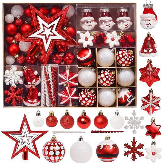 DÉCORATIONS DE NOËL ROUGE ET BLANC 78PCS SYSD1688-113