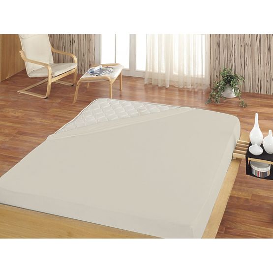 Drap-housse en micro-peluche de coton - 160-180x200 cm - naturel