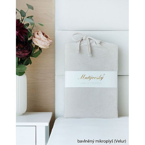 Drap-housse en micro-peluche de coton - 160-180x200 cm - naturel