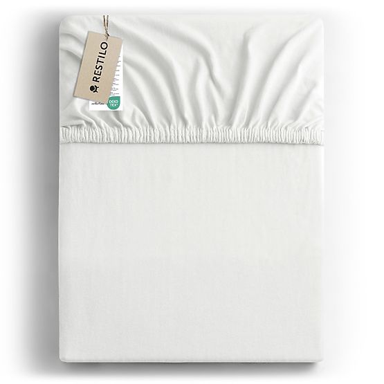 Drap-housse AMBER couleur blanche style classique matériau jersey 220-240x220 DecoKing