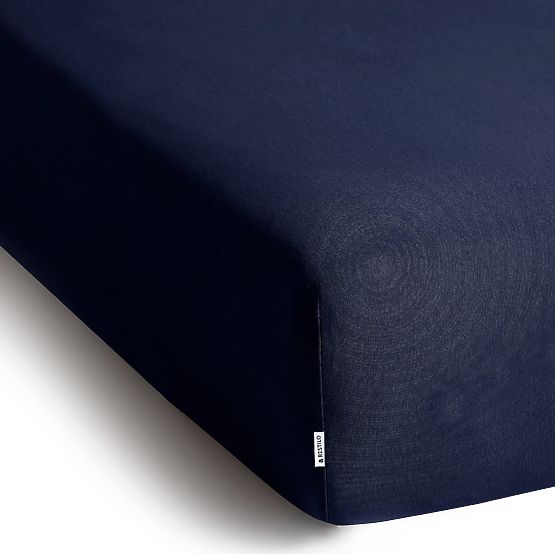 Drap-housse AMBER couleur bleu marine style classique matériau jersey 220-240x220 DecoKing