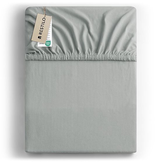 Drap-housse AMBER couleur gris style classique matériau jersey 80-90x200 DecoKing
