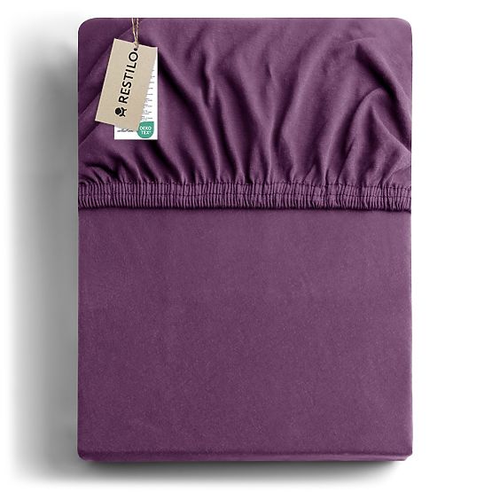Drap-housse AMBER couleur violet style classique matière jersey 80-90x200 DecoKing