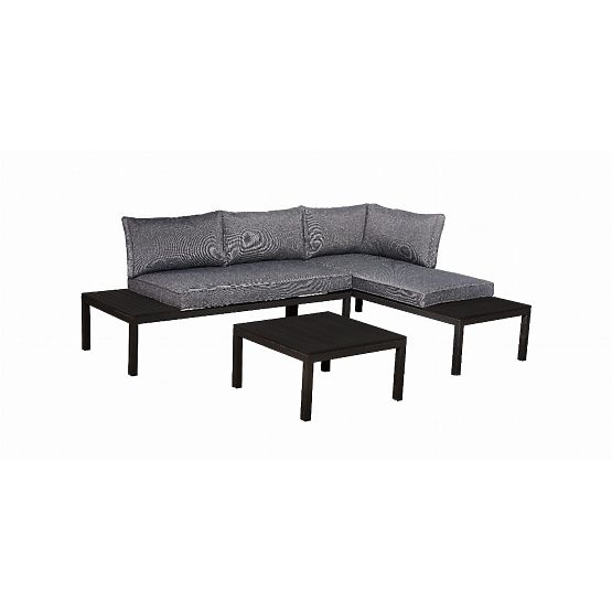 Ensemble 2 x Canapé d'Angle Deux Places en Acier VENTO Table Basse Noire