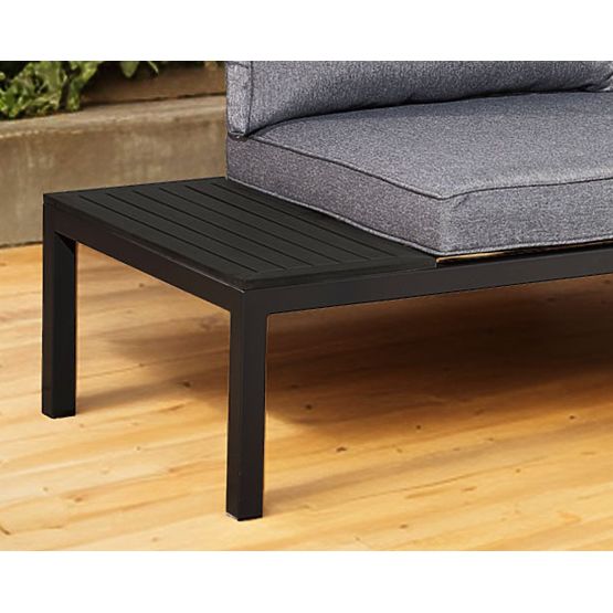 Ensemble 2 x Canapé d'Angle Deux Places en Acier VENTO Table Basse Noire