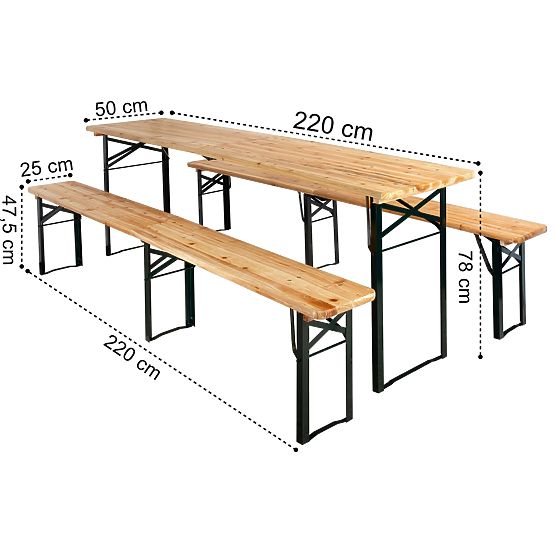 Ensemble acier-bois LAGER : table + 2 bancs 220 cm