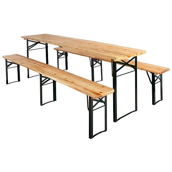 Ensemble acier-bois LAGER : table + 2 bancs 220 cm