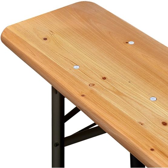 Ensemble acier-bois LAGER : table + 2 bancs 220 cm
