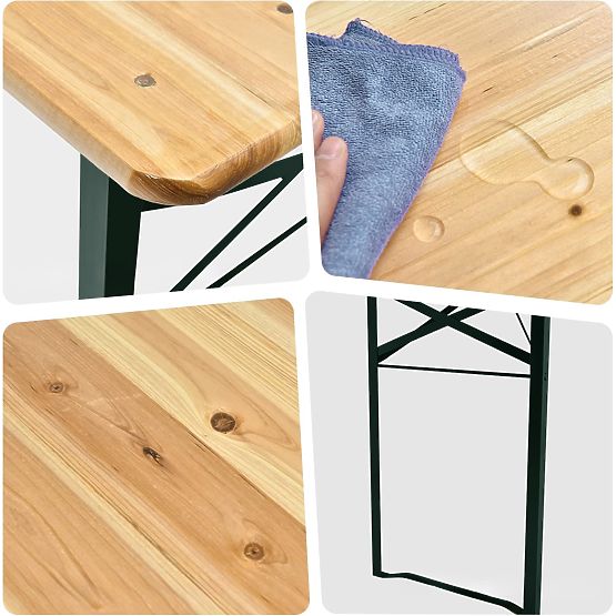 Ensemble acier-bois LAGER : table + 2 bancs 220 cm