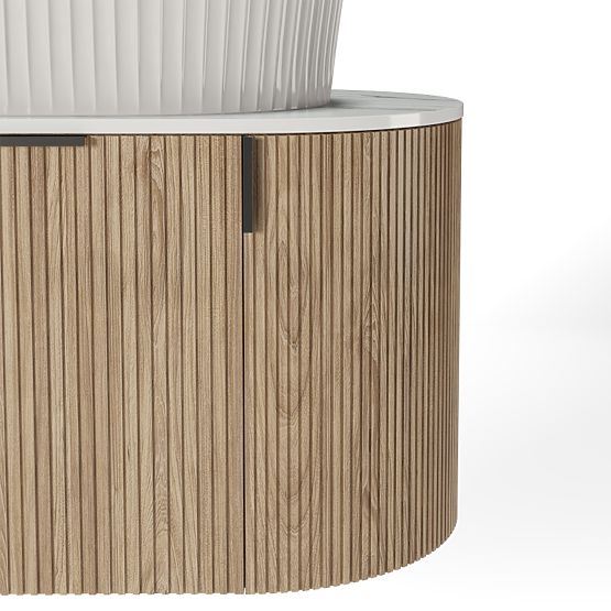 Ensemble armoire avec plateau et lavabo La simplicite 80 cm, rainuré, arrondi, Glit White/chêne