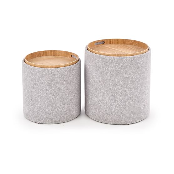 Ensemble de 2 poufs AVIKO, gris clair
