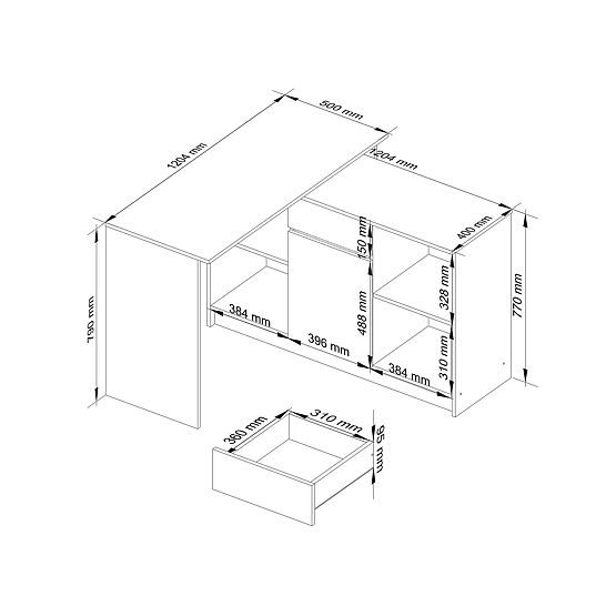ENSEMBLE CLP B-17 COMMODE + BUREAU PK BLANC / SONOMA