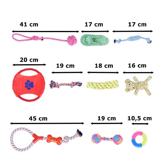 Ensemble de 10 jouets pour chiens DYLAN tir à la corde
