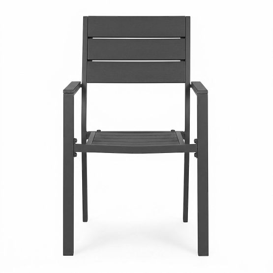 Ensemble de 2 chaises de jardin pour terrasse balcon acier HDPE gris MultiGarden