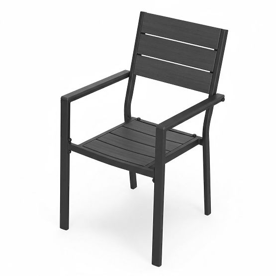 Ensemble de 2 chaises de jardin pour terrasse balcon acier HDPE gris MultiGarden