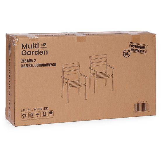Ensemble de 2 chaises de jardin pour terrasse balcon acier HDPE gris MultiGarden