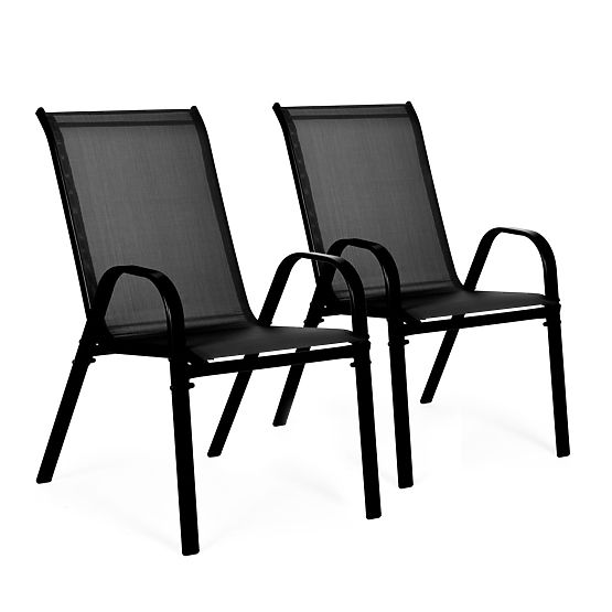 Ensemble de 2 chaises de jardin pour terrasse balcon noir