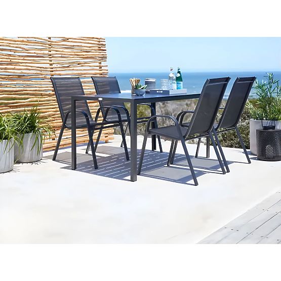 Ensemble de 2 chaises de jardin pour terrasse balcon noir