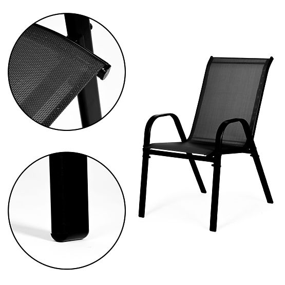 Ensemble de 2 chaises de jardin pour terrasse balcon noir