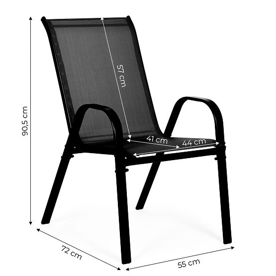 Ensemble de 2 chaises de jardin pour terrasse balcon noir