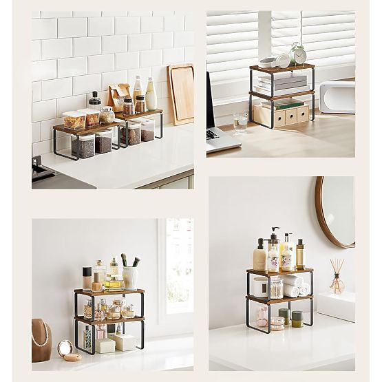 Ensemble de 2 étagères en bambou GINGER RUSTIC