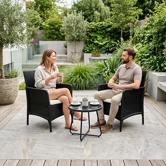 Ensemble de 2 fauteuils de jardin avec coussin, ensemble de chaises pour balcon, terrasse, jardin no