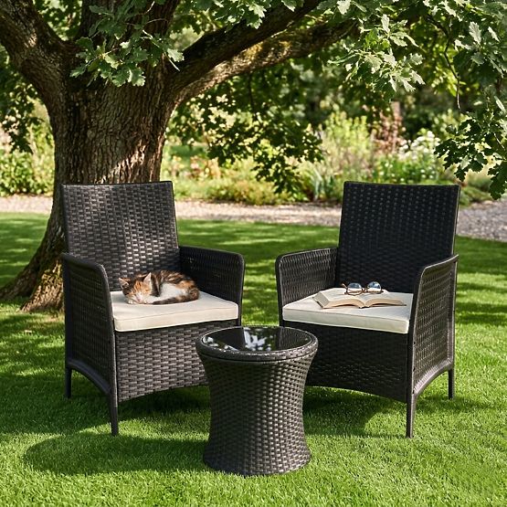 Ensemble de 2 fauteuils de jardin avec coussin, ensemble de chaises pour balcon, terrasse, jardin no