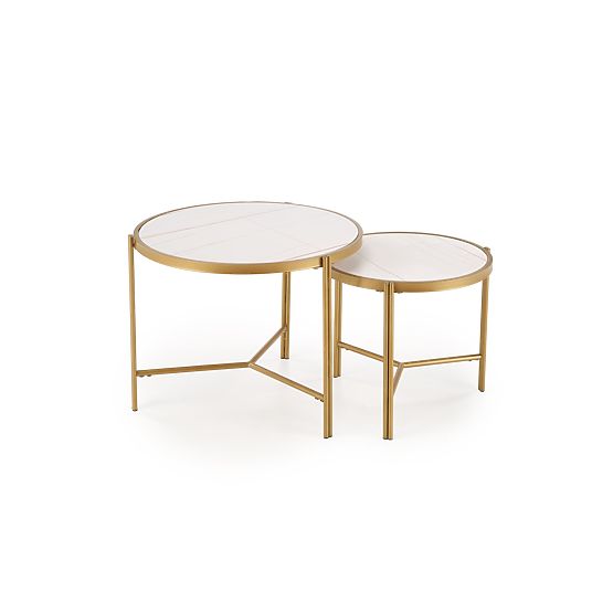 Ensemble de 2 tables FATIMA, marbre blanc / or (1p=1pc)