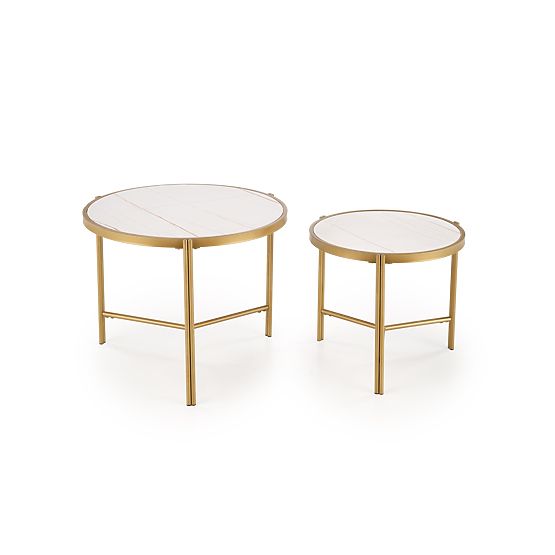 Ensemble de 2 tables FATIMA, marbre blanc / or (1p=1pc)