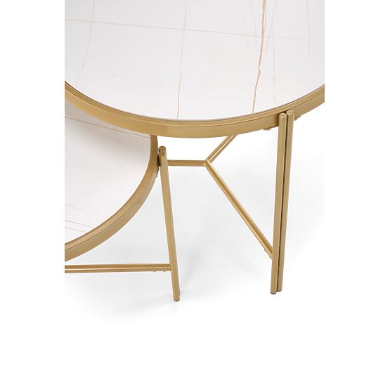 Ensemble de 2 tables FATIMA, marbre blanc / or (1p=1pc)