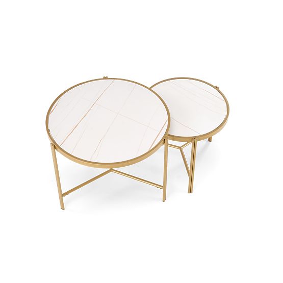 Ensemble de 2 tables FATIMA, marbre blanc / or (1p=1pc)