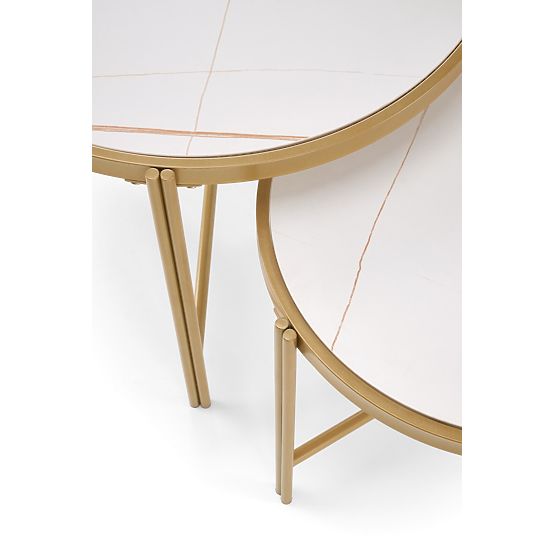 Ensemble de 2 tables FATIMA, marbre blanc / or (1p=1pc)