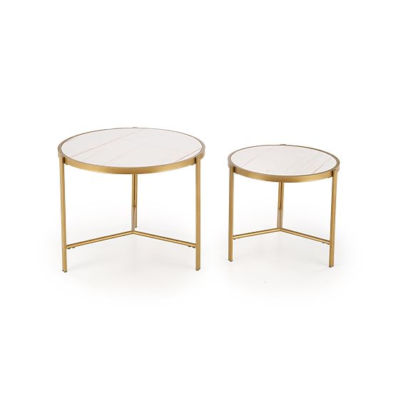 Ensemble de 2 tables FATIMA, marbre blanc / or (1p=1pc)