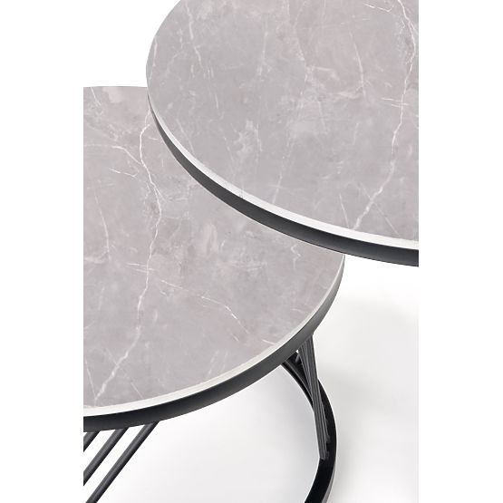 Ensemble de 2 tables FLAMINGO, marbre cendré/noir (2p=1ks)
