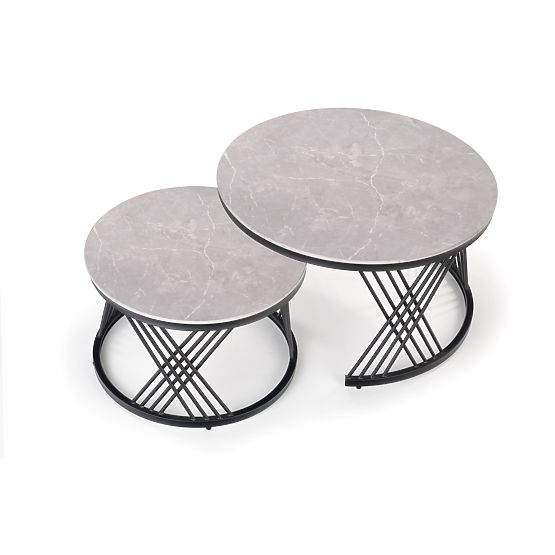 Ensemble de 2 tables FLAMINGO, marbre cendré/noir (2p=1ks)