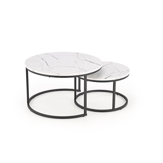Ensemble de 2 tables JAVA, marbre blanc / noir (1p=1 pièce)