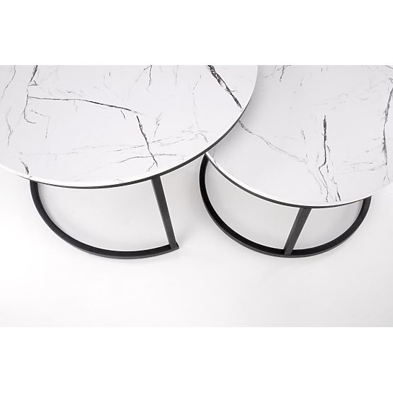 Ensemble de 2 tables JAVA, marbre blanc / noir (1p=1 pièce)