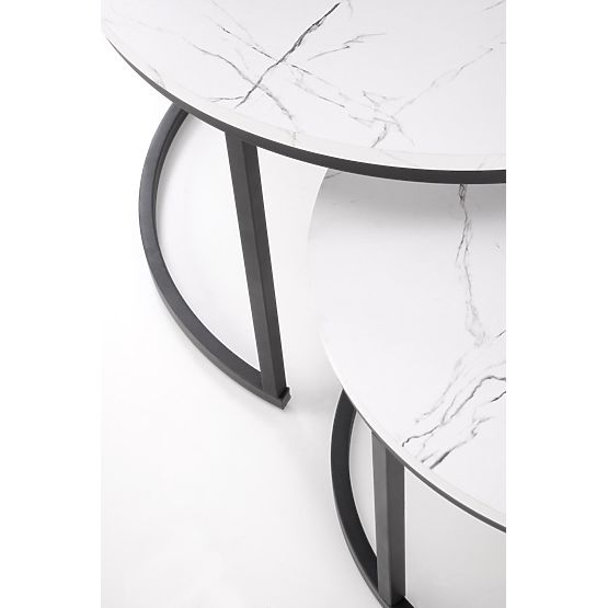 Ensemble de 2 tables JAVA, marbre blanc / noir (1p=1 pièce)