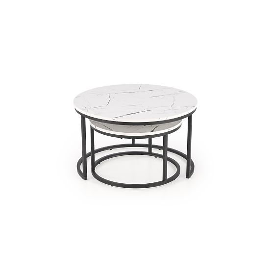 Ensemble de 2 tables JAVA, marbre blanc / noir (1p=1 pièce)