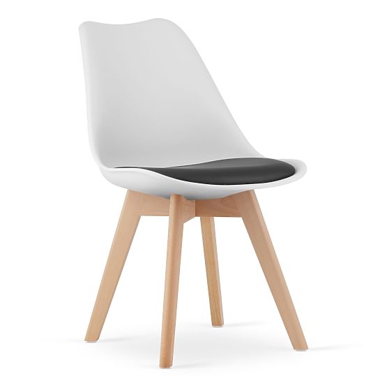 Ensemble de 4 chaises blanches et noires avec pieds en bois