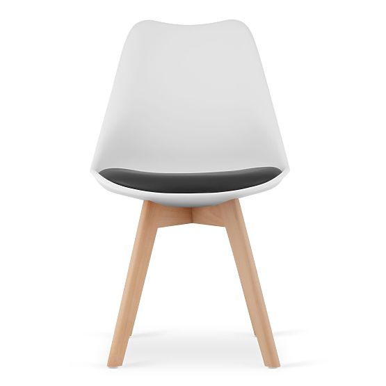 Ensemble de 4 chaises blanches et noires avec pieds en bois