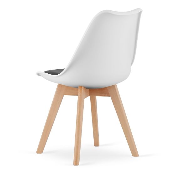 Ensemble de 4 chaises blanches et noires avec pieds en bois