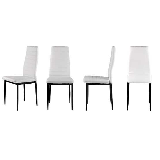 Ensemble de 4 chaises en cuir écologique avec dossier haut - blanc